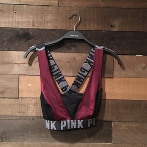 Pink logo sports bra